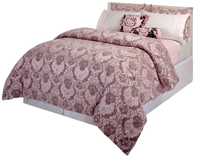 NEW Hello Kitty Couture Damask Twin Mini Comforter Set