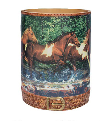WESTERN Horse Spring Creek WASTEBASKET trash bathroom