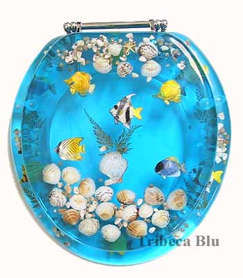 Tropical Fish  ACRYLIC TOILET SEAT bathroom seashell ~