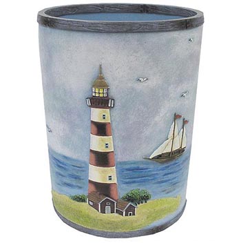 LIGHTHOUSE  Light House WASTEBASKET trash NAUTICAL