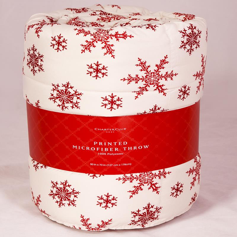 Charter Club Red Snowflake Microfiber 50 x 70 Throw NEW
