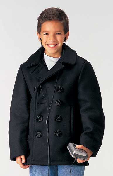 BOYS BLACK US NAVY TYPE WOOL PEACOAT SIZE XLARGE