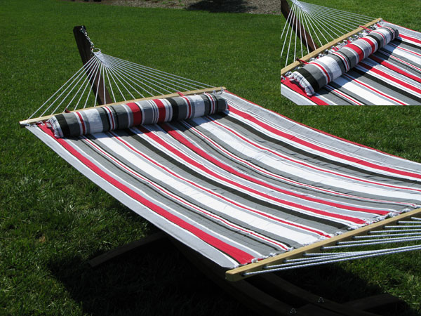 NEW QUILTED FABRIC DOUBLE SPREADER BAR PILLOW HAMMOCK