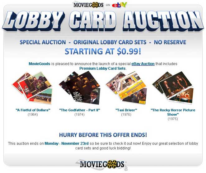 Lobby Card Set Auctions. All Original Vintage Sets and No Reserve!