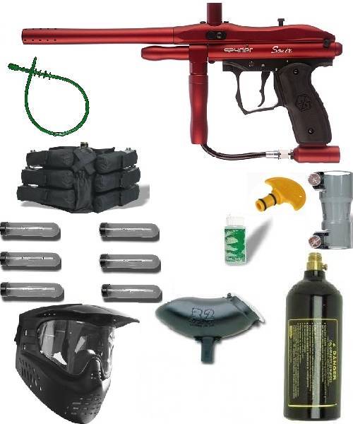 NEW SPYDER SONIX Red Paintball Marker Gun MEGA SET