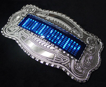 Western Cowboy LED Light Up Blue Light Up Text Buckle