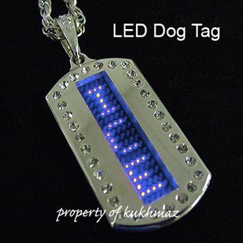 DOGTAG BLUE LED BUCKLE BUT DIGITAL LED DOG TAG