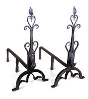 Wrought Iron Fireplace Andiron with Cathedral Design