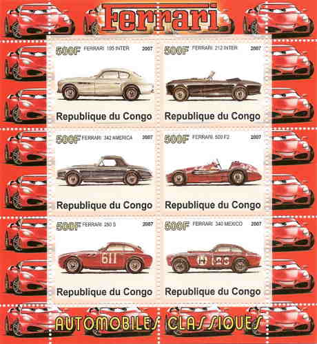 6 10744050 TRANSPORTATION Automobiles Classic Ferraris on Stamps Mint