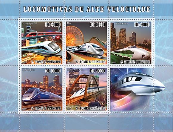 Speed Trains On Stamps - Mint Sheet of 6 - ST7323a