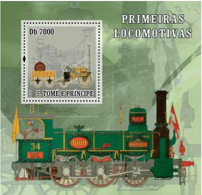 St Thomas - Steam Trains Mint Souvenir Sheet - ST73D15