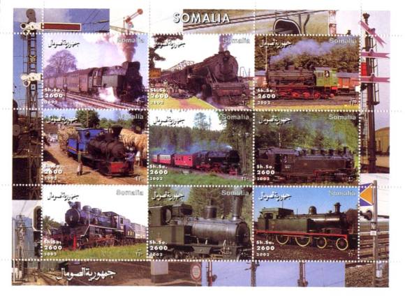 Trains On Stamps - Mint Sheet of 9 - 19B-070