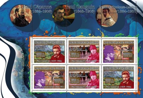 Guinea - French Impressionists 6 Stamp Sheet MNH 7B-353