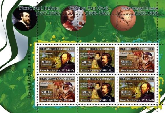 Guinea - Flemish Painters - 6 Stamp Sheet MNH - 7B-361