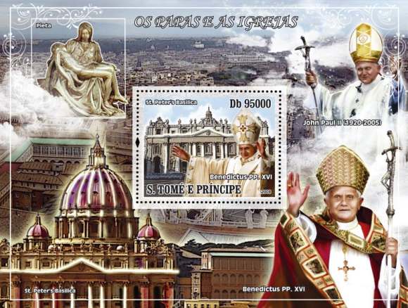 St Thomas - Popes & Churches - Mint Stamp S/S - ST8307b