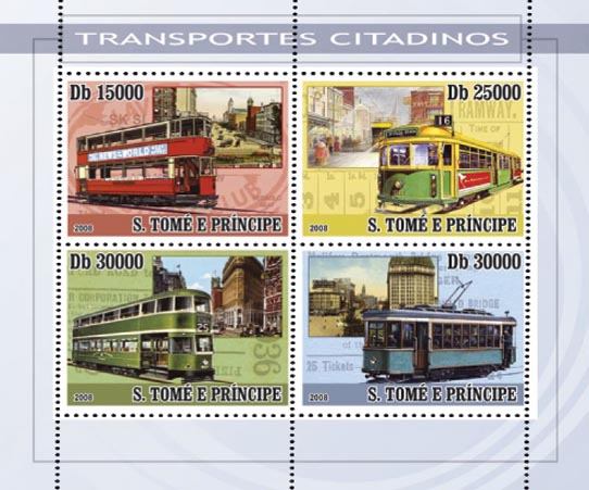 St Thomas - City Trains - 4 Stamp Mint Sheet - ST8414a