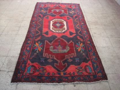 Persian Wool Handmade Area Rug Carpet Black 4 x 9 ft