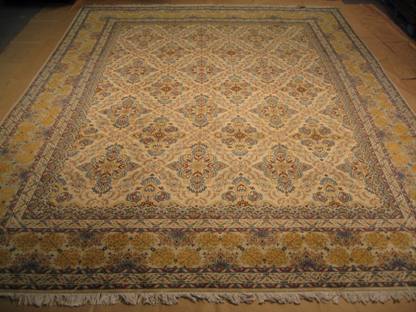 Persian Kashan Handmade Area Rug Carpet Cream 10x13