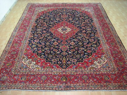 Persian Kashan Handmade Area Rug Carpet  Blue 9 x 13 ft