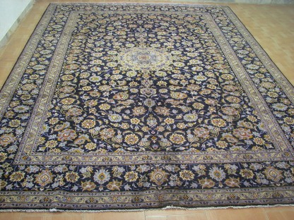 Persian Kashan Antique Area Rug Carpet  Blue 10 x 13 ft