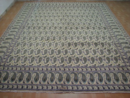 Persian Kashan Antique Area Rug Carpet Cream 10 x 13 ft