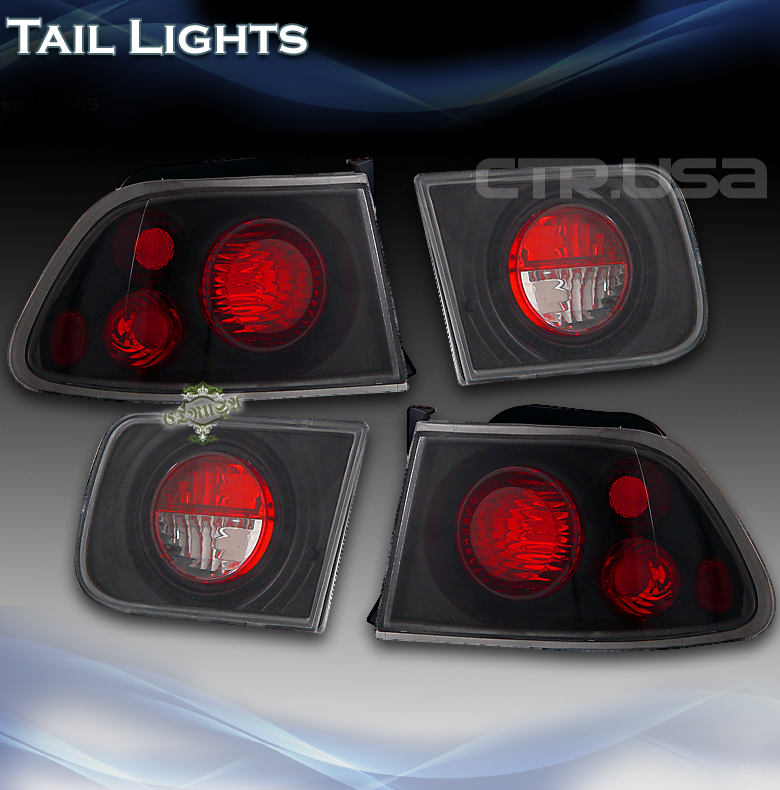 96-00 HONDA CIVIC 2DR BLACK ALTEZZA TAIL LIGHTS LAMPS