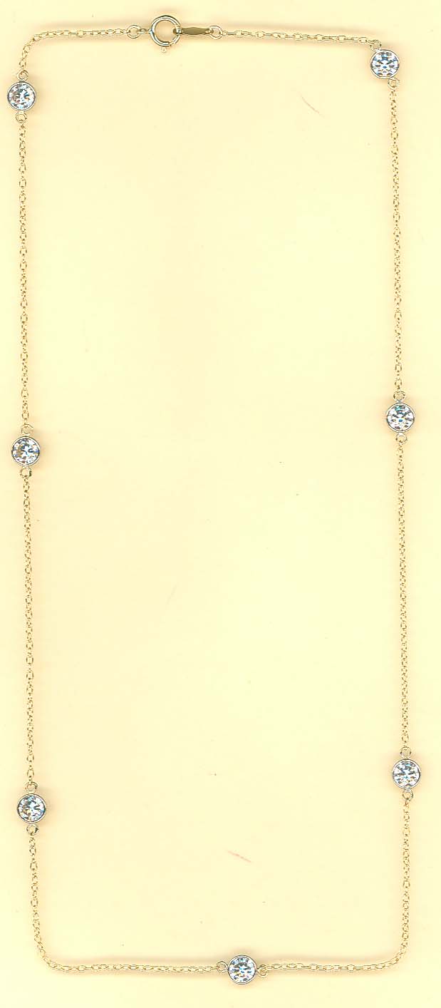 14KT GOLD TWO TONE CZ BY THE YARD NECKLACE 18" 14K