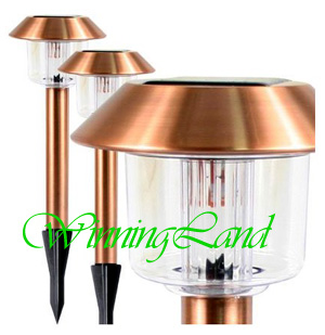 8 Copper Stainless Steel Solar Landscape Light Lamp LED