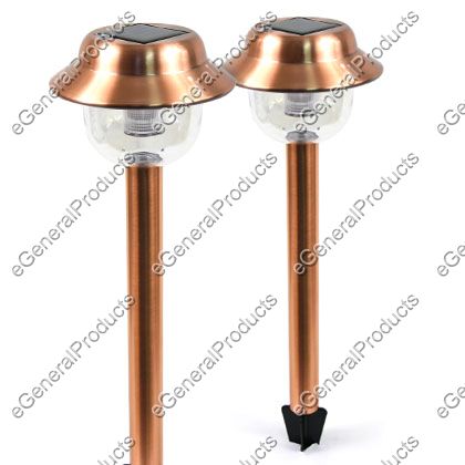 16 Stainless Copper Outdoor Solar Lights Lamps 3 LEDs