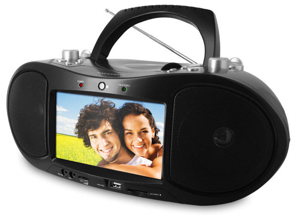 Magnasonic MAG-MDVD500 Portable CD/DVD Player Boombox with 7" LCD, Radio, & MP3/WMA/MPEG4 Playback