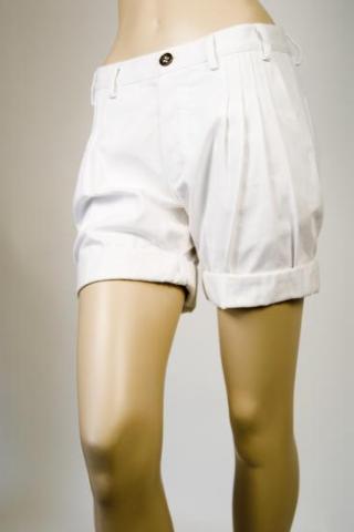 JUST CAVALLI, SHORTS PLEATING, WOMENS, WHITE, SIZE 40