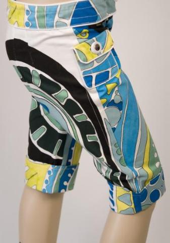JUST CAVALLI, CAPRI RETRO, WOMENS SHORTS, BLUE, SIZE 28