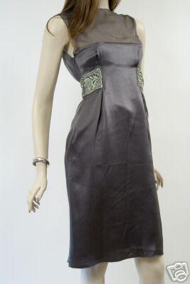 \#9 PHILOSOPHY, SATIN DRESS EMB, WOMENS, GRAY