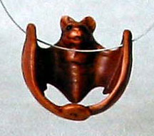 GOOD LUCK! Hand CARVED BOXWOOD BAT Bead 4128AJ