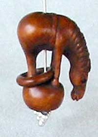 Hand CARVED & Signed HORSE w/Loop BOXWOOD Bead 4128AL