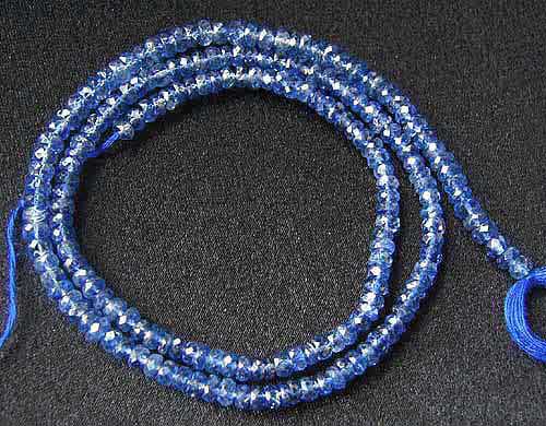 HOT! AAA KYANITE Faceted Roundel BEAD Strand 107778