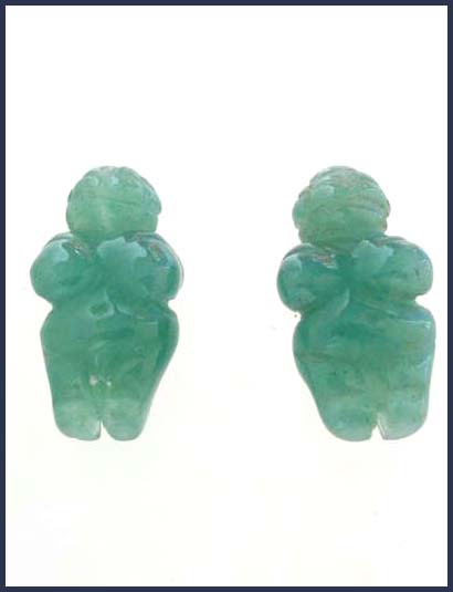 2 CARVED Aventurine GODDESS OF WILLENDORF Beads 9287AV