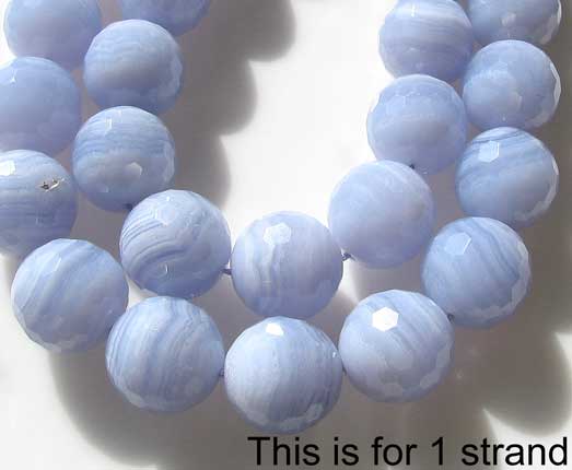 AAA! BLUE LACE Agate 20mm FACETED Bead STRAND 109399