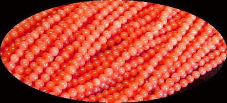 AAA+ NATURAL DEEP SALMON CORAL Bead 18" STRAND 102615