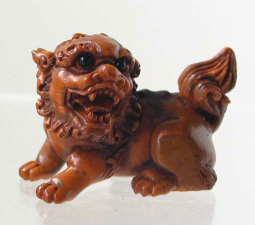 Hand Carved! TEMPLE DOG DRAGON BOXWOOD Bead 4128Z
