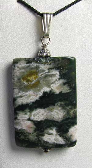 sterling silver ocean jasper pendant