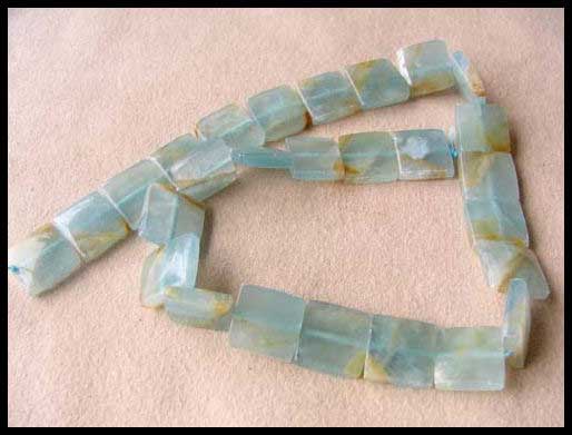 natural aquamarine square coin beads