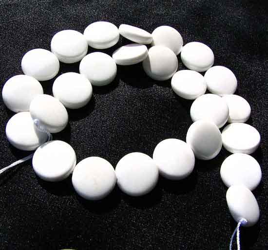 16mm white agate coin beads