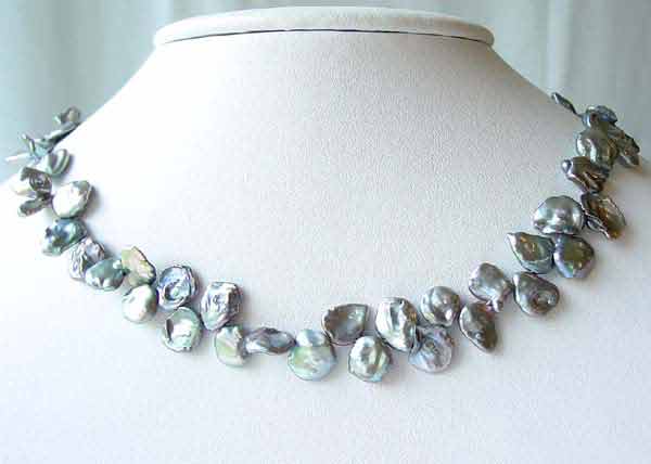 platinum rose-petal keishi pearls