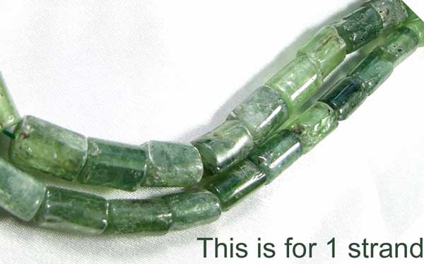 green kyanite tube beads