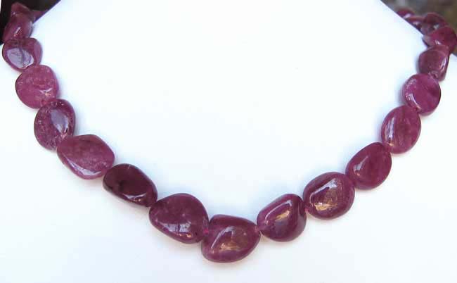 natural ruby pebble beads