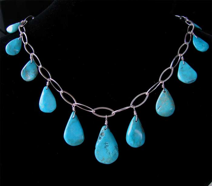 sterling silver natural turquoise necklace 506751
