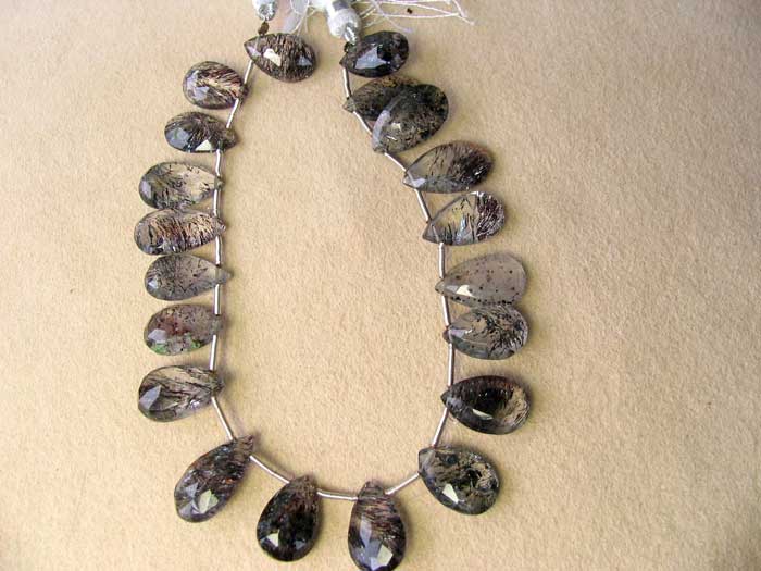 faceted cacoxenite quartz briolette beads
