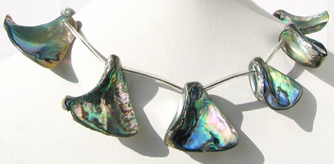 abalone fan briolette beads