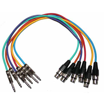 6 Pack EQ Mixer Amp Patch Cable XLR Female  TRS 1/4" 2'